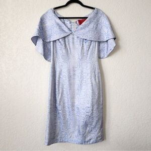 NWT B Michael America Red Collection‎ Blue Draped Collar Snakeskin Dress Size 10
